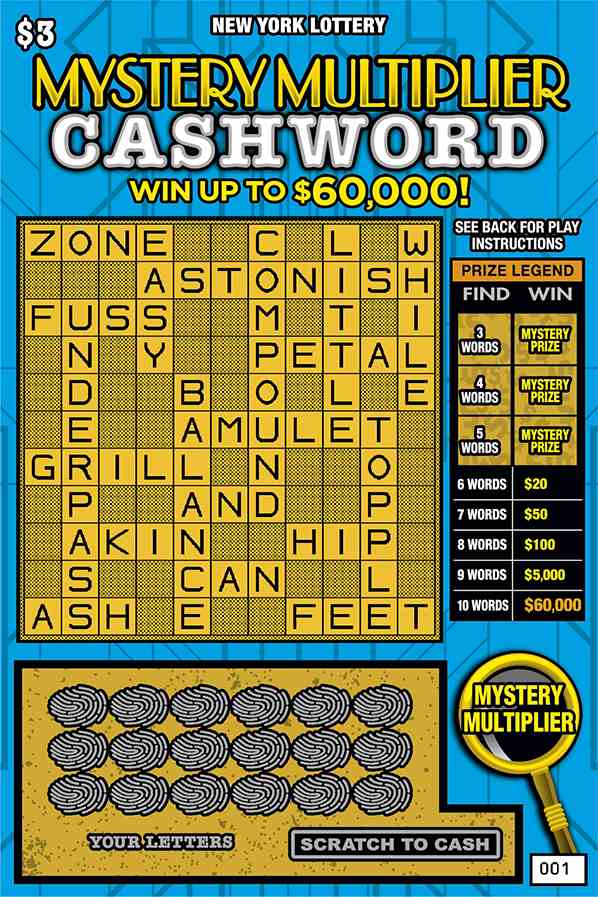 MYSTERY MULTIPLIER CASHWORD scratchcard - game number #1530 - front