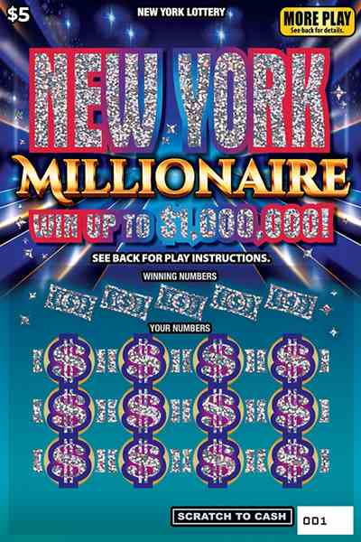 New York Millionaire scratchcard - game number #1651 - front