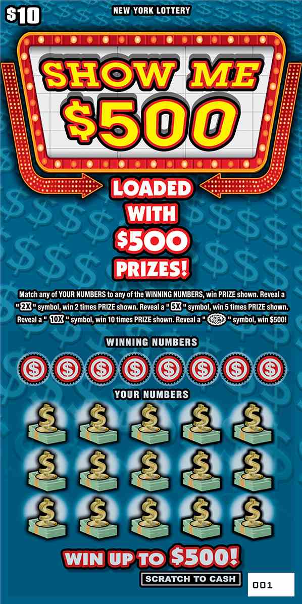 SHOW ME $500 scratchcard - game number #1603 - front