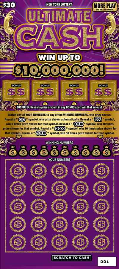 Ultimate Cash scratchcard - game number #1650 - front
