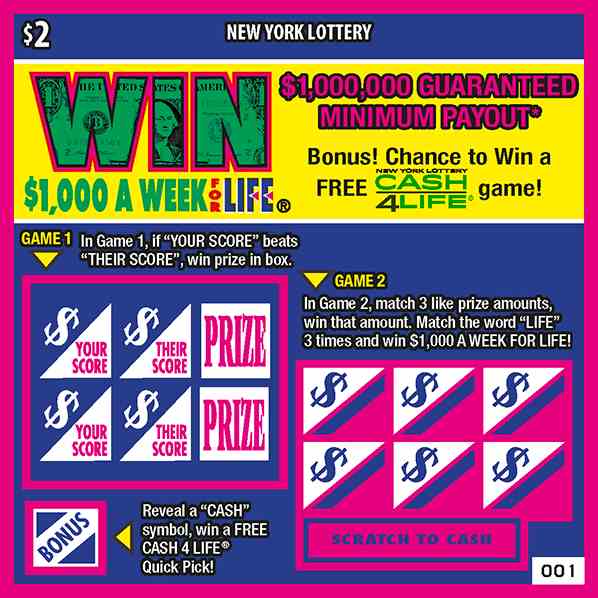 WIN FOR LIFE scratchcard - game number #1453 - front