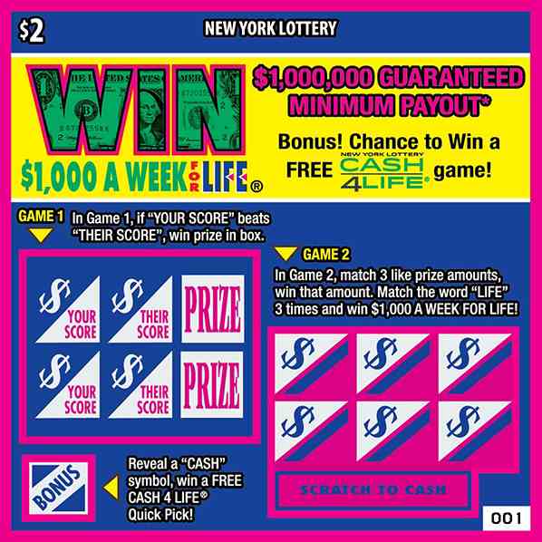 WIN FOR LIFE scratchcard - game number #1532 - front