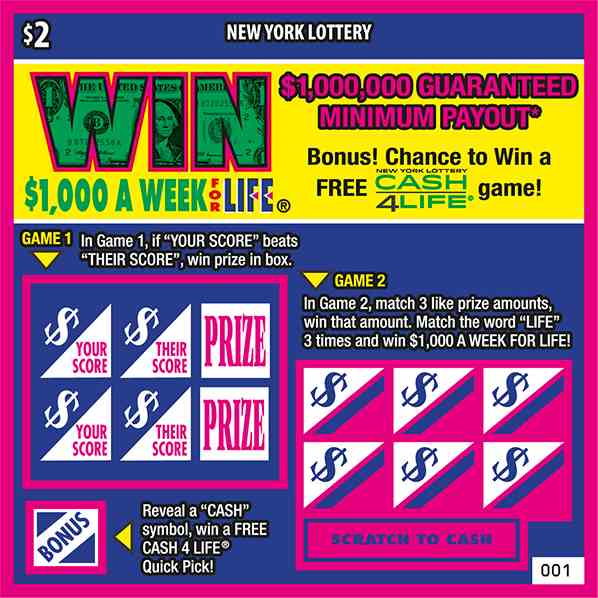 Win For Life scratchcard - game number #1624 - front