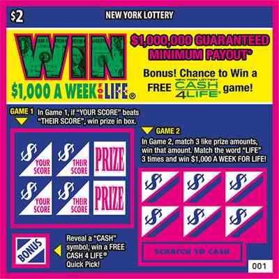 Win For Life scratchcard - game number #1624 - front