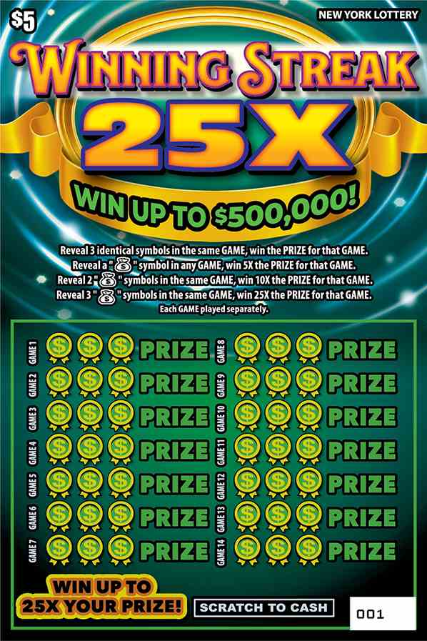 Winning Streak 25X scratchcard - game number #1664 - front