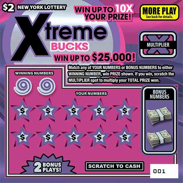 XTREME BUCKS scratchcard - game number #1597 - front