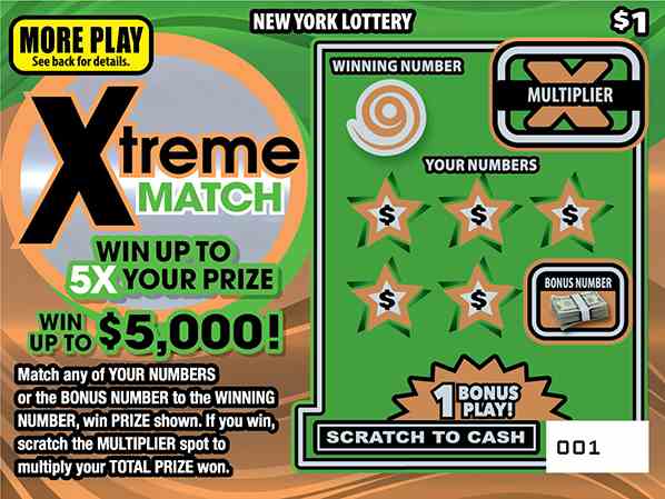 XTREME MATCH scratchcard - game number #1594 - front