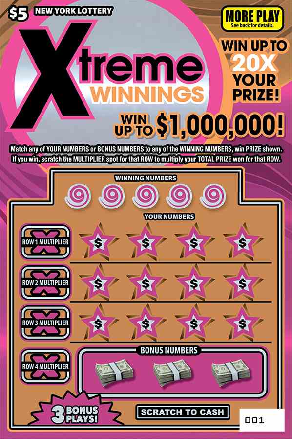 XTREME WINNINGS scratchcard - game number #1596 - front