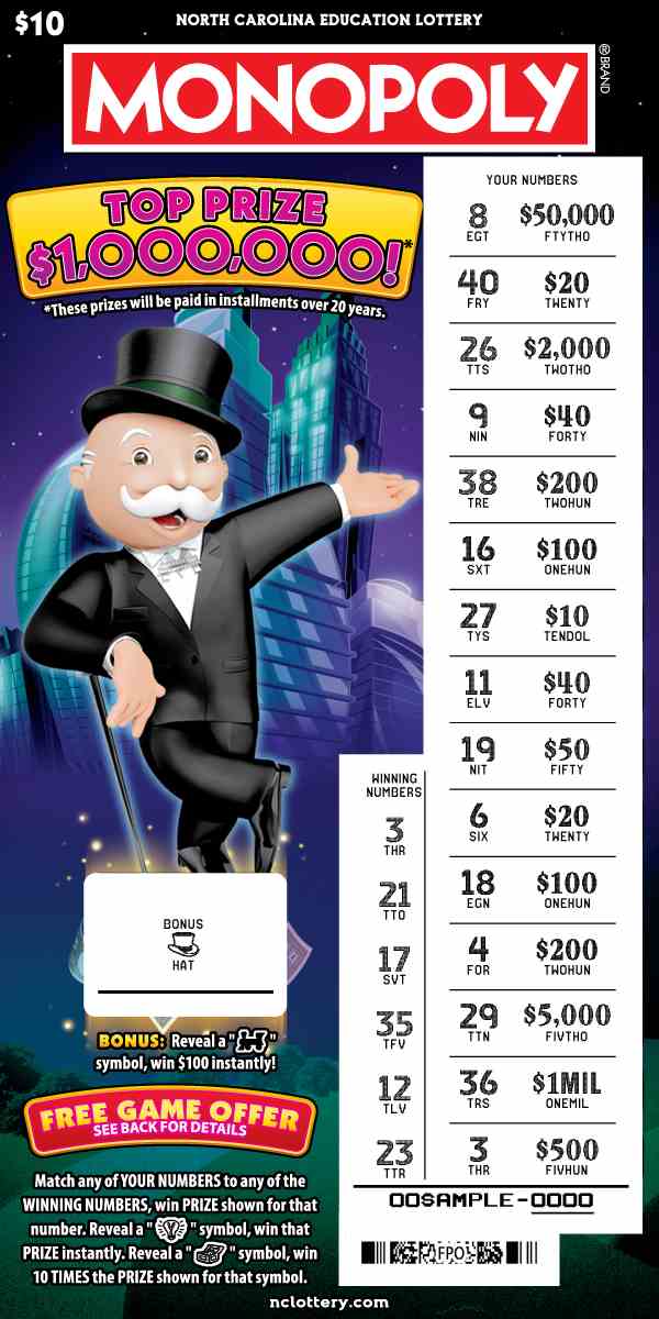$10 Monopoly® scratchcard - game number #23 - front-scratched