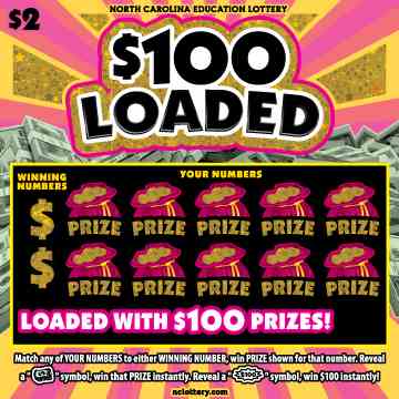 $100 Loaded scratchcard - game number #934 - front