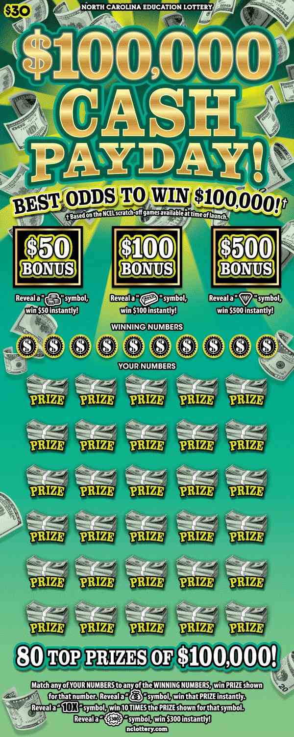 $100,000 Cash Payday scratchcard - game number #35 - front