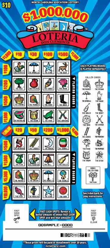 $1,000,000 Loteria scratchcard - game number #924 - front-scratched