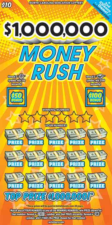 $1,000,000 Money Rush scratchcard - game number #975 - front
