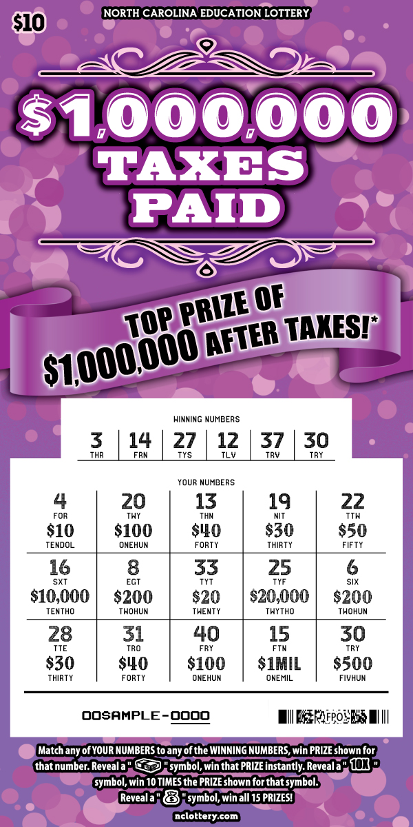 $1,000,000 Taxes Paid scratchcard - game number #57 - front-scratched