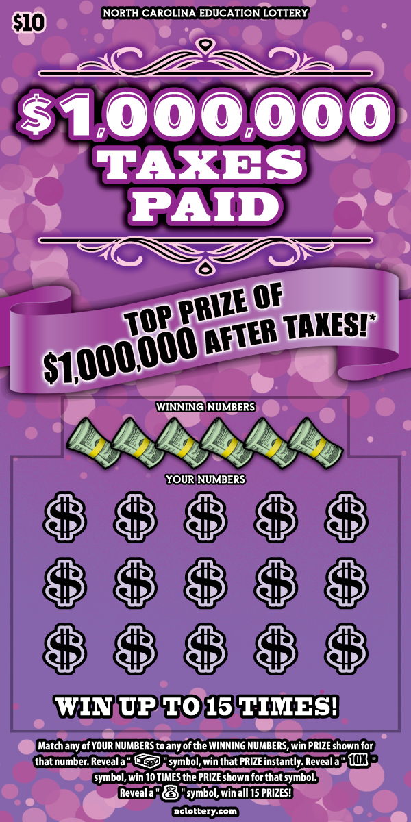 $1,000,000 Taxes Paid scratchcard - game number #57 - front