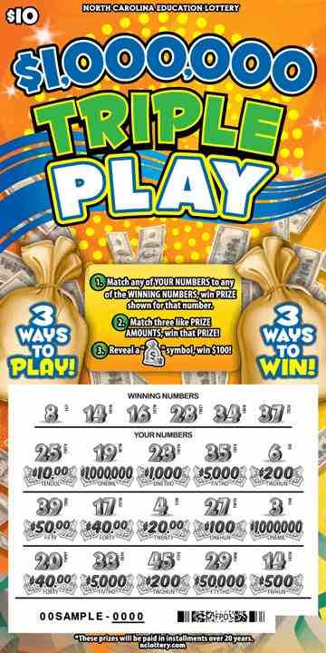 $1,000,000 Triple Play scratchcard - game number #996 - front-scratched