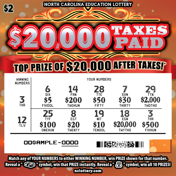 $20,000 Taxes Paid scratchcard - game number #55 - front-scratched