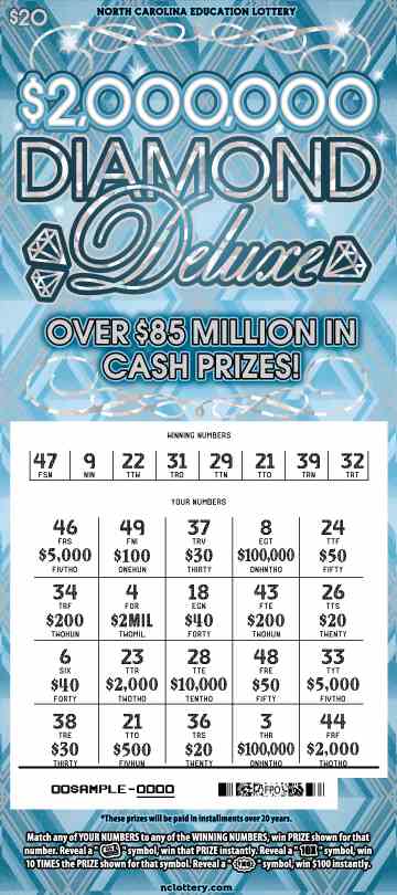 $2,000,000 Diamond Deluxe scratchcard - game number #917 - front-scratched