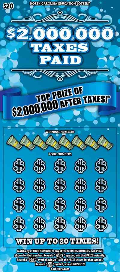 $2,000,000 Taxes Paid scratchcard - game number #58 - front