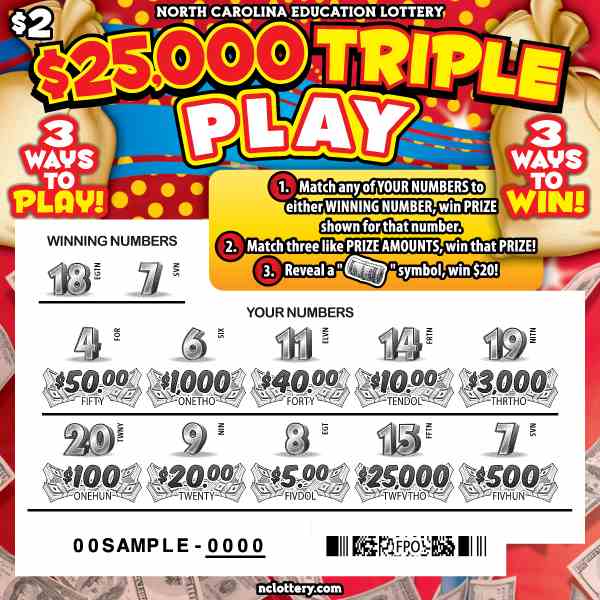 $25,000 Triple Play scratchcard - game number #994 - front-scratched