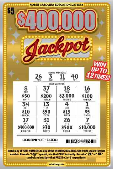 $400,000 Jackpot scratchcard - game number #928 - front-scratched