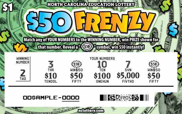 $50 Frenzy scratchcard - game number #5 - front-scratched