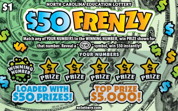 $50 Frenzy scratchcard - game number #5 - front