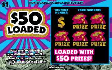 $50 Loaded scratchcard - game number #933 - front