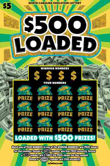 $500 Loaded scratchcard - game number #935 - front