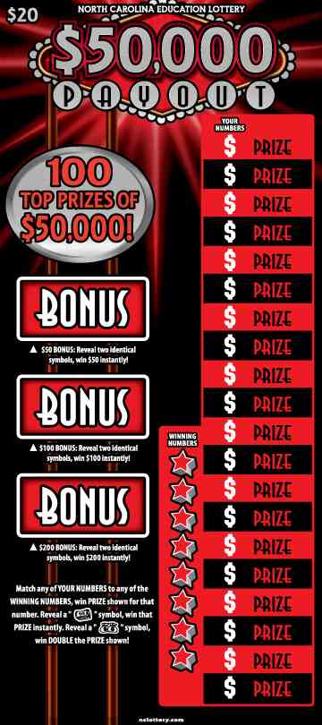 $50,000 Payout scratchcard - game number #944 - front