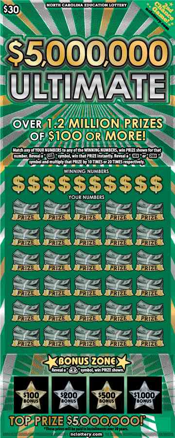 $5,000,000 Ultimate scratchcard - game number #876 - front