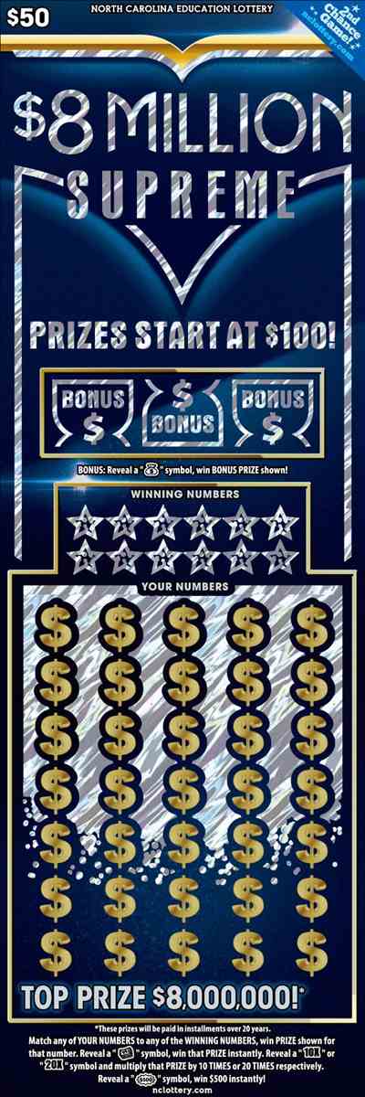 $8 Million Supreme scratchcard - game number #62 - front