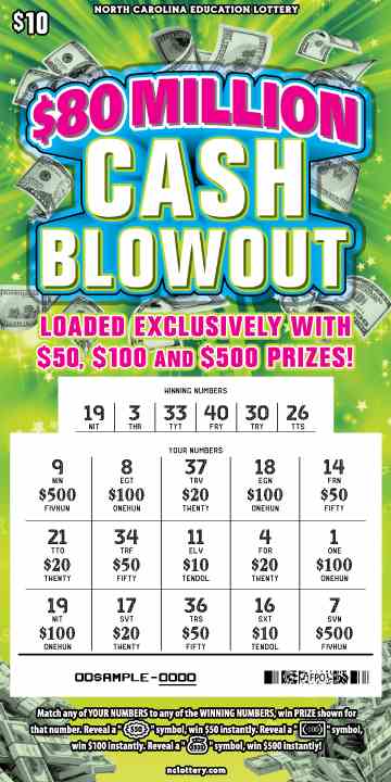 $80 Million Cash Blowout scratchcard - game number #939 - front-scratched