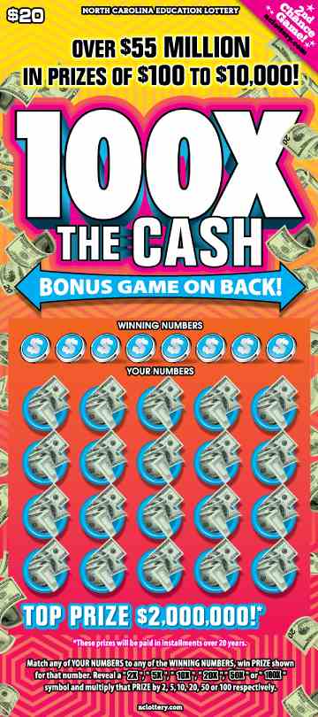 100X The Cash scratchcard - game number #868 - front