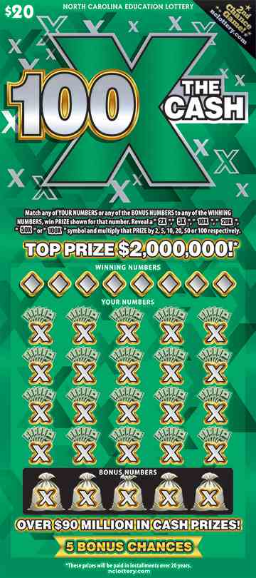 100X The Cash scratchcard - game number #976 - front