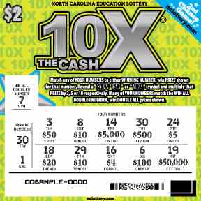 10X The Cash scratchcard - game number #919 - front-scratched