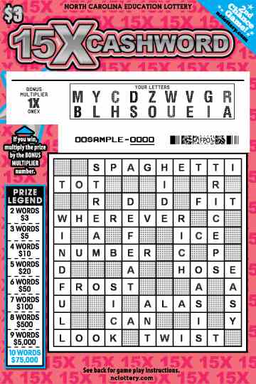 15X Cashword scratchcard - game number #920 - front-scratched