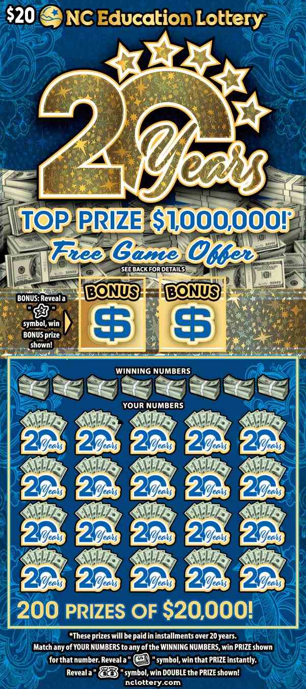 20 Years scratchcard - game number #39 - front