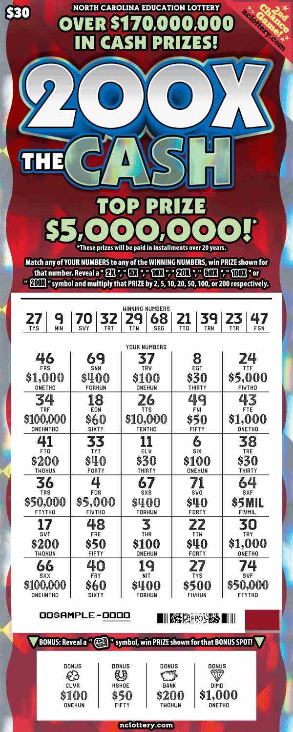 200X The Cash scratchcard - game number #24 - front-scratched