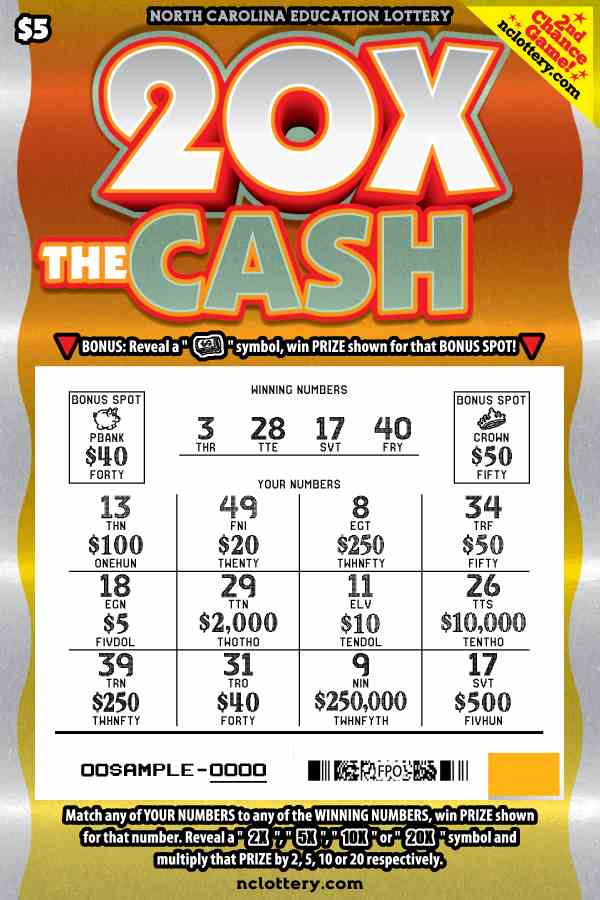 20X The Cash scratchcard - game number #30 - front-scratched