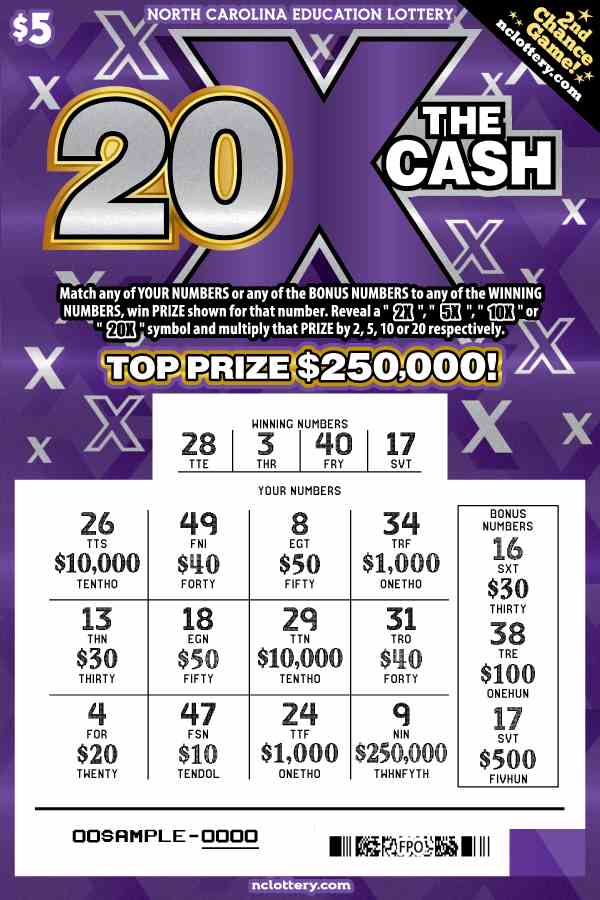 20X The Cash scratchcard - game number #980 - front-scratched