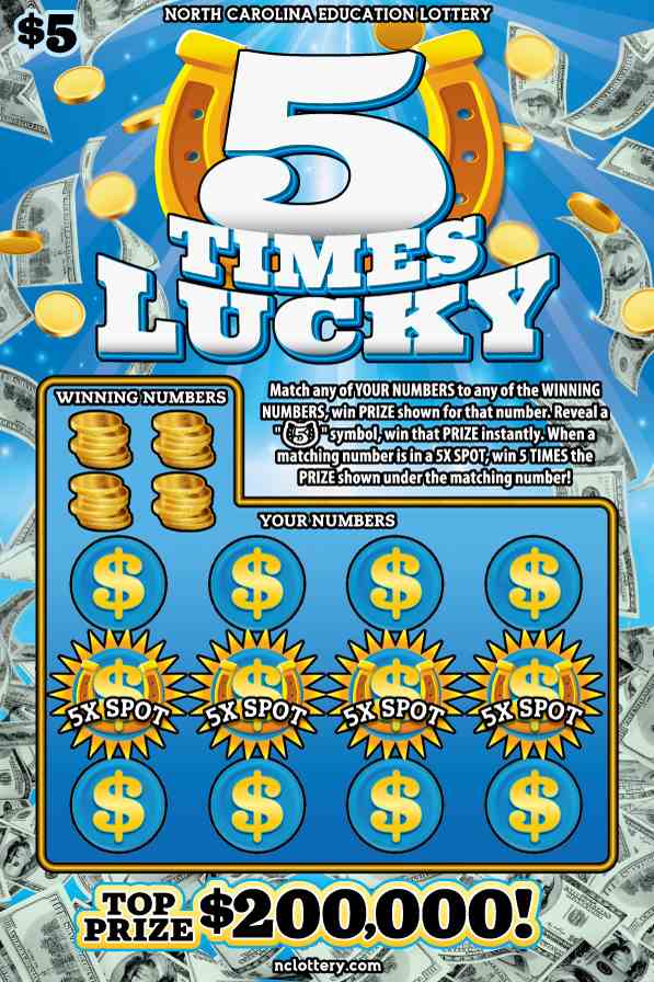 5 Times Lucky scratchcard - game number #1 - front