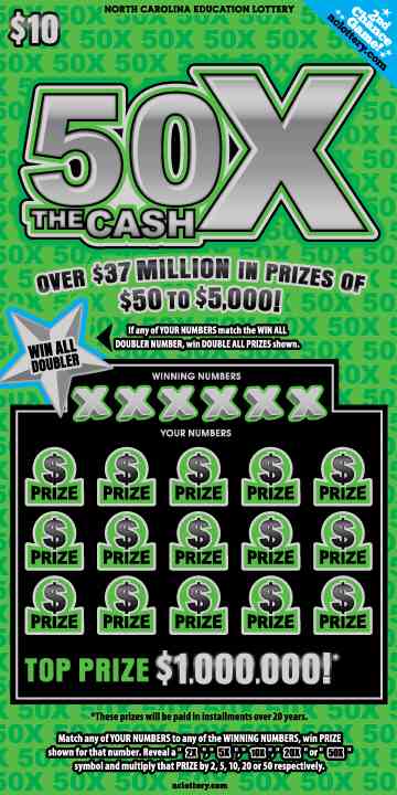 50X The Cash scratchcard - game number #922 - front