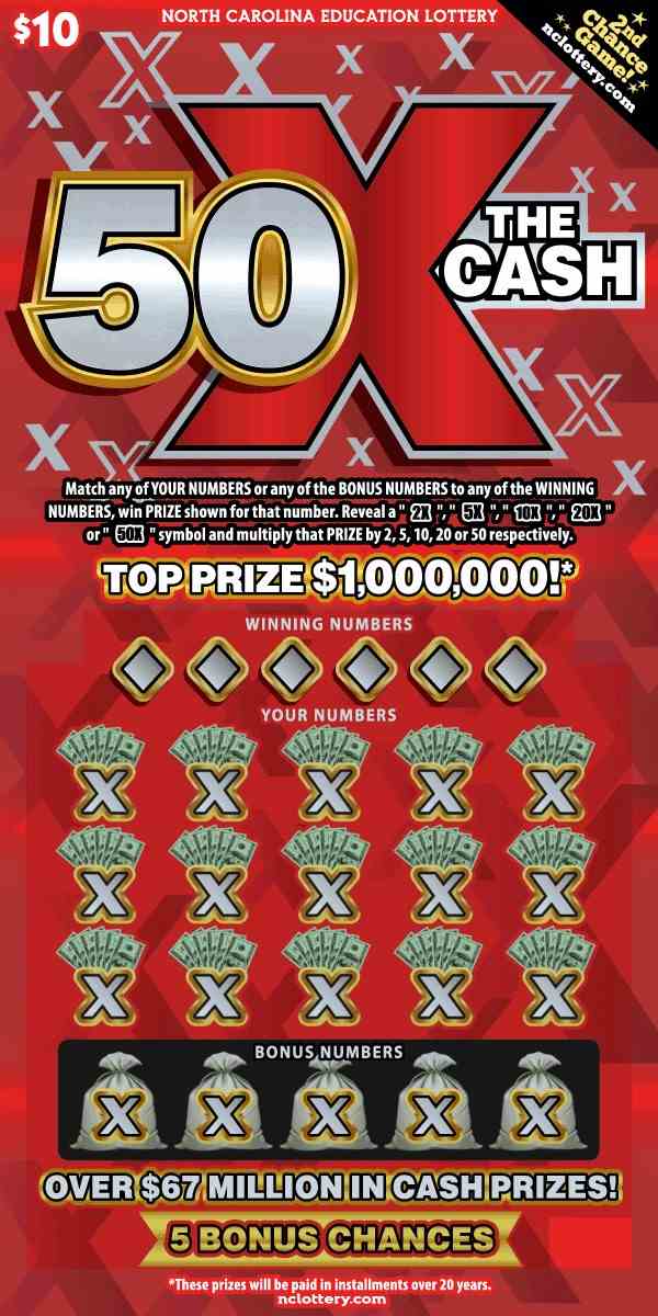 50X The Cash scratchcard - game number #981 - front