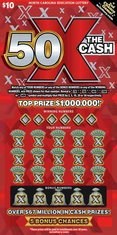 50X The Cash scratchcard - game number #981 - front