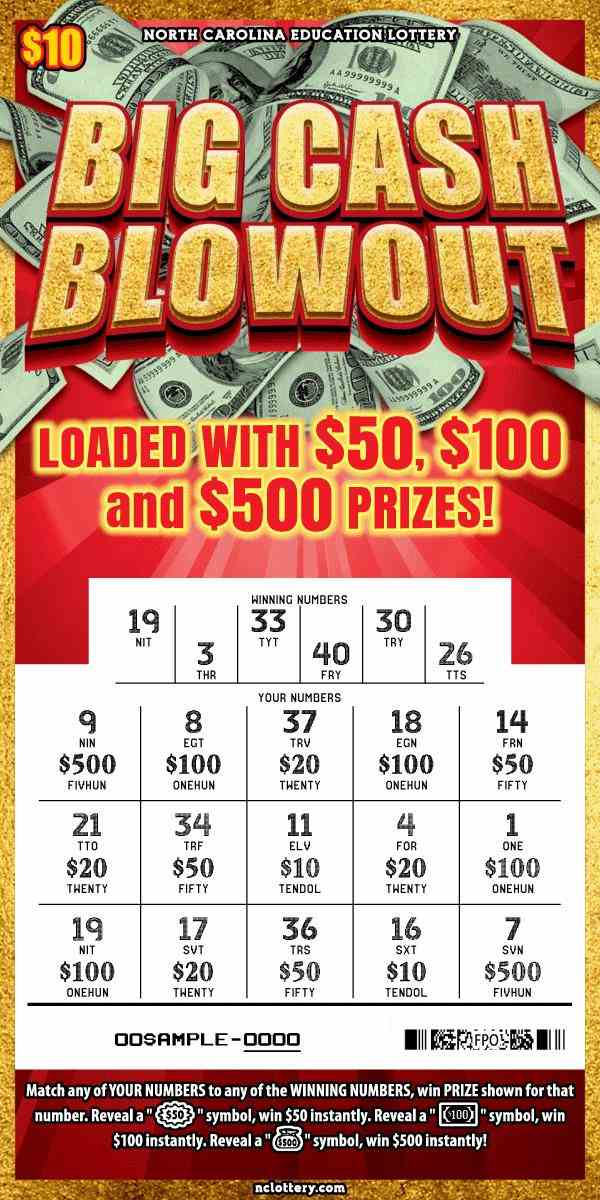 Big Cash Blowout scratchcard - game number #38 - front-scratched