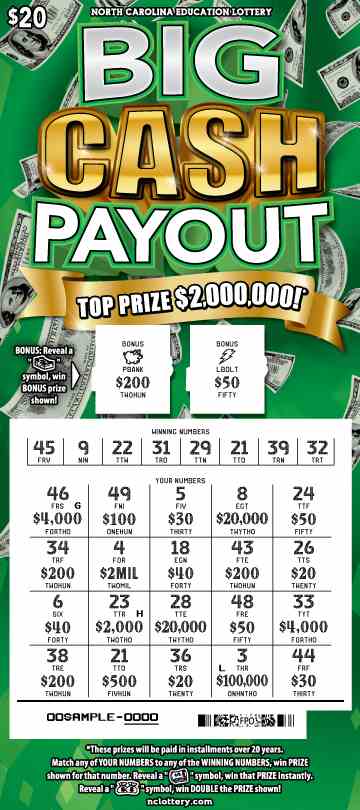Big Cash Payout scratchcard - game number #896 - front-scratched