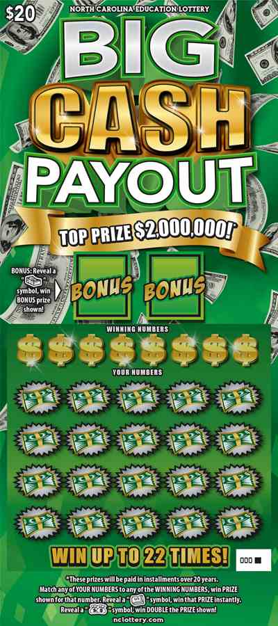 Big Cash Payout scratchcard - game number #896 - front