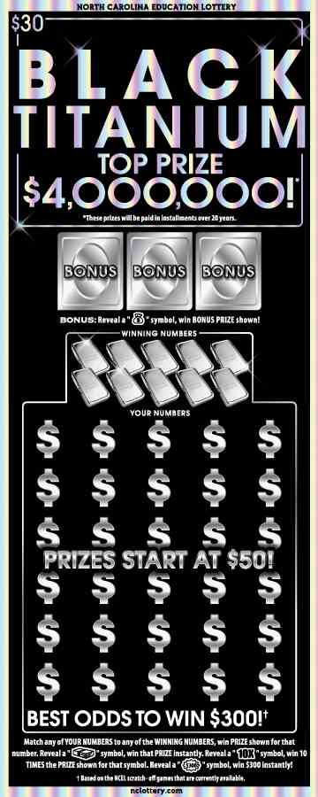 Black Titanium scratchcard - game number #892 - front