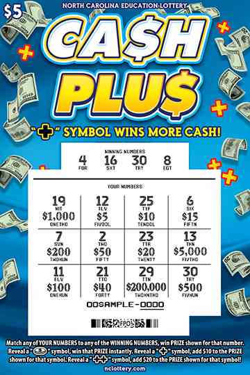 Ca$H Plu$ scratchcard - game number #950 - front-scratched